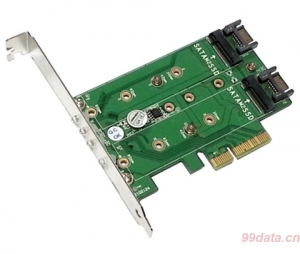 Addonics  M2 PCIe NGFF SSD + 2 M2 SATA NGFF SSD扩展转接卡 ，PCIe 3.0 X4插槽