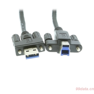 Coolgear 工业级USB3.0 HUB数据线1.5米A转B带螺丝孔螺钉固定Screw Lock