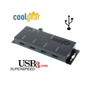 Coolgear USBG-3X4M USB3.0 4口工业级hub 金属封装标配电源适配器