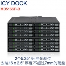 ICY DOCK MB516SP-B全金属16盘位2.5” SATA硬盘仓2x5.25”光驱位硬盘模组