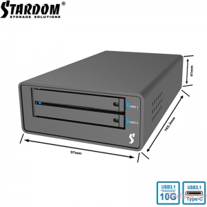 Stardom MR2-B31 USB3.1 Gen2 10Gb 2盘位2.5寸RAID0/1移动磁盘阵列