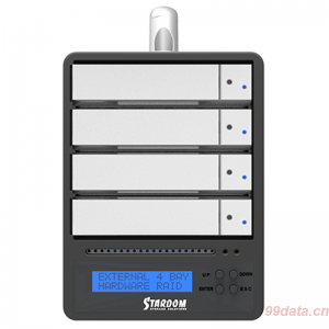 SR4-SB31A USB3.0 RAID5硬盘阵列柜铝合金机箱 带LCD显示 银色外壳